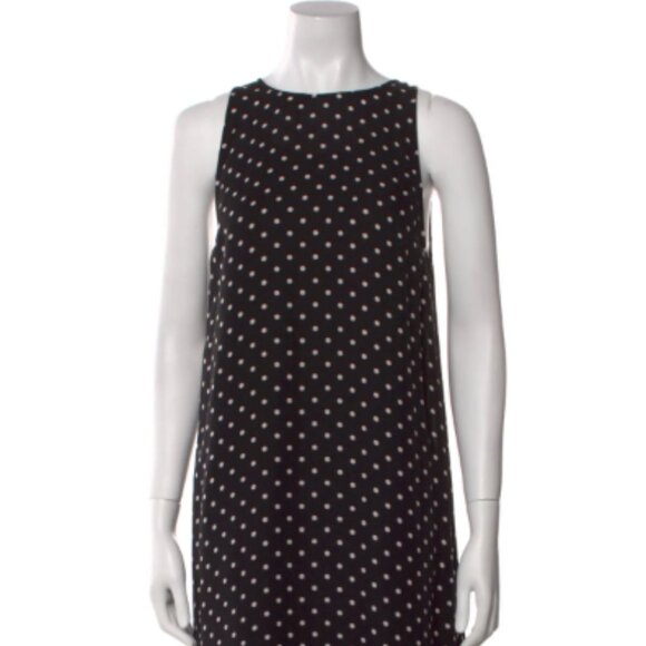 Theory Adlerdale Haze Polka Dot 100% Silk High-Low Dress, Black/Ivory Size 6 - Picture 4 of 6